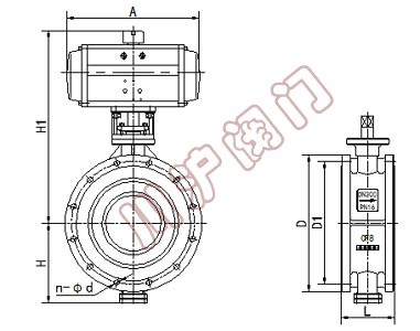 气动法兰蝶阀结构图
